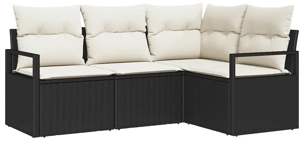 vidaXL Σετ Καναπέ Κήπου 4 pcs Μαύρο Πολυ ράταν