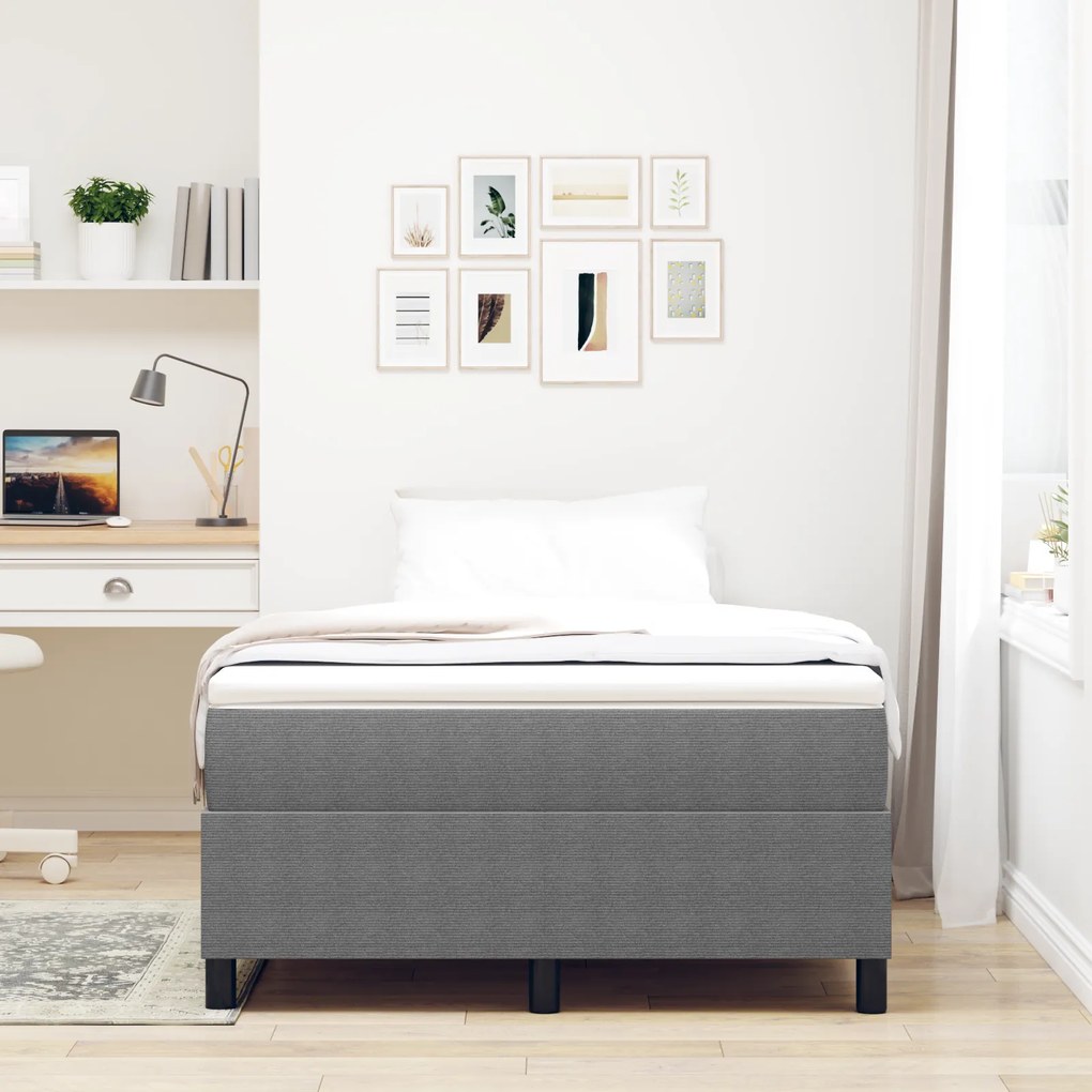 vidaXL Κρεβάτι Box Spring με Στρώμα σε Ανοιχτό Γκρι - 120 x 200 εκ βελουτέ ύφασμα