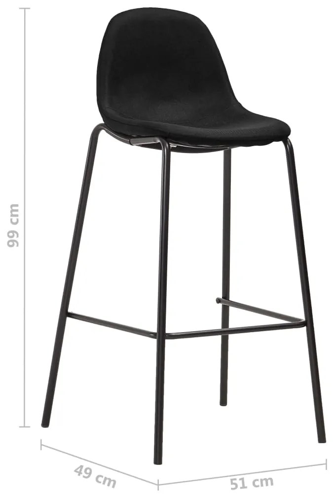 vidaXL Καρέκλες Μπαρ 6 τεμ. Μαύρες Υφασμάτινες