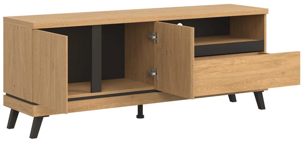 Τραπέζι Tv Orlando AH100, Δρυς, Μαύρο, 160x63x39cm, 43 kg | Epipla1.gr