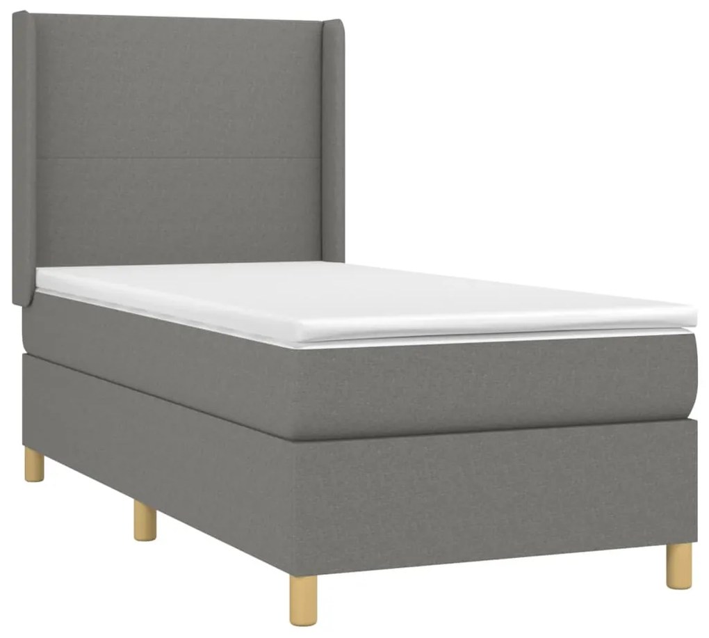 ΚΡΕΒΑΤΙ BOXSPRING ΜΕ ΣΤΡΩΜΑ &amp; LED ΣΚ.ΓΚΡΙ 90X190 ΕΚ. ΥΦΑΣΜΑΤΙΝΟ 3138678