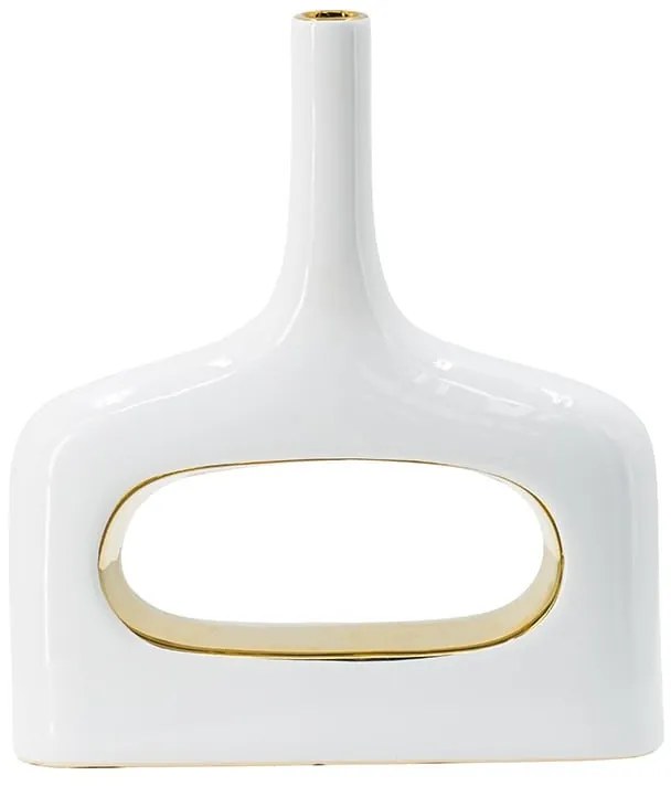 Artekko Phaolt Λευκό Κεραμικό Βάζο με Χρυσές Λεπτομέρειες (29.5x7.5x33.5)cm Artekko 8856