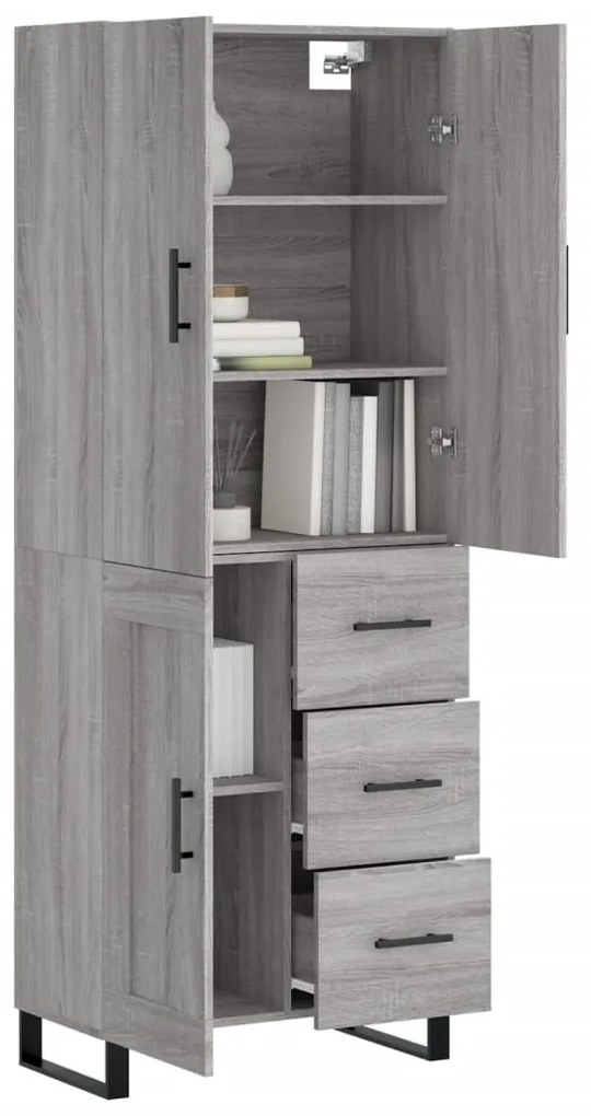 vidaXL Ντουλάπι Γκρι Sonoma 69,5 x 34 x 180 εκ. Επεξεργασμένο Ξύλο