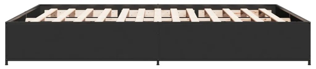 vidaXL Πλαίσιο Κρεβατιού Μαύρο 160x200 εκ. Επεξ. Ξύλο &amp; Μέταλλο