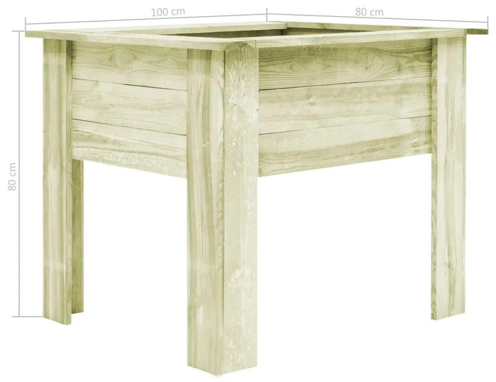 vidaXL Ζαρντινιέρα Υπερυψωμένη με Πόδια 100x80x80 εκ Εμποτ Πριστό Ξύλο