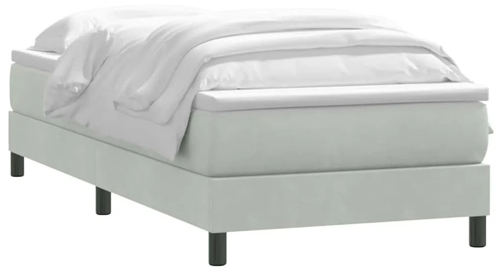 vidaXL Κρεβάτι Boxspring με Στρώμα Ανοιχτό Γκρι 80x210 εκ. Βελούδινο