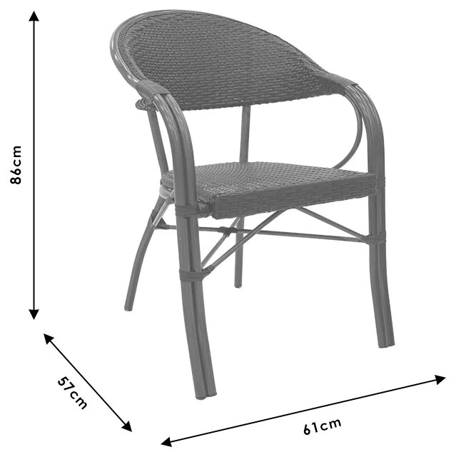 Πολυθρόνα κήπου Paula pakoworld μέταλλο-pe rattan καφέ - 140-000029