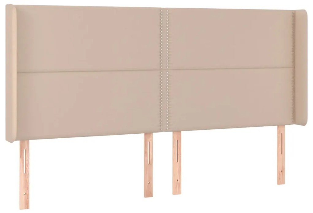 vidaXL Κεφαλάρι με Πτερύγια Καπουτσίνο 183x16x118/128 εκ. Συνθ. Δέρμα
