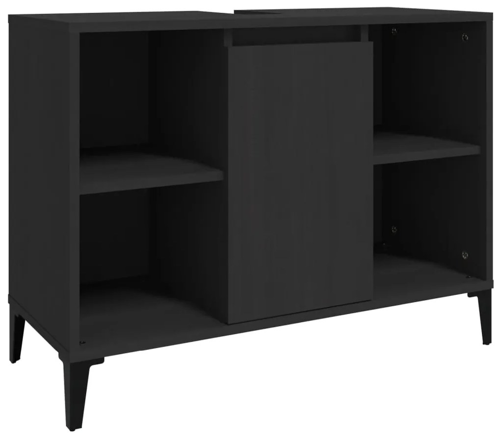 vidaXL Ντουλάπι Νιπτήρα Μαύρο 80 x 33 x 60 εκ. Επεξεργασμένο Ξύλο