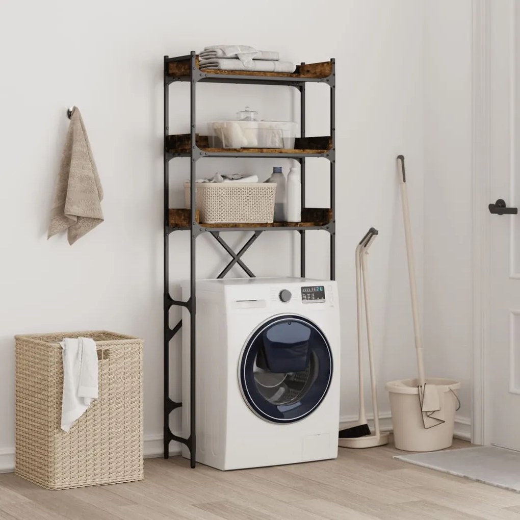 vidaXL Ραφιέρα Πλυντηρίου Καπνιστή Δρυς 67x25x163 εκ. Επεξεργ. Ξύλο