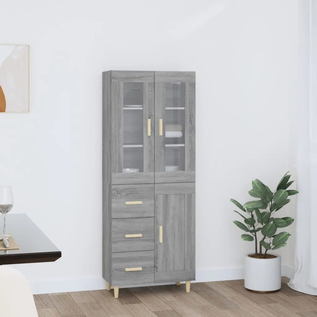 vidaXL Ντουλάπι Γκρι Sonoma 69,5 x 34 x 180 εκ. Επεξεργασμένο Ξύλο
