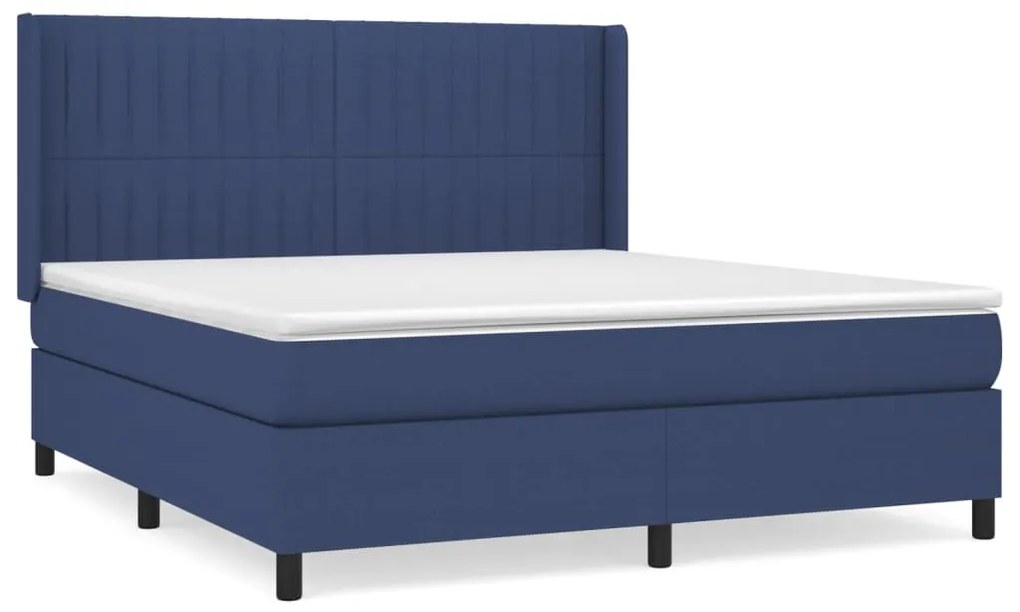 vidaXL Κρεβάτι Boxspring με Στρώμα Μπλε 180x200 εκ. Υφασμάτινο