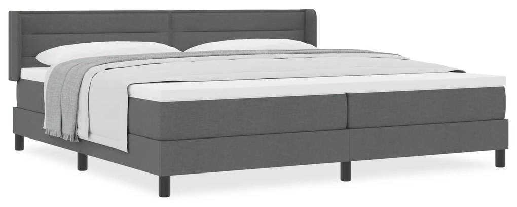 vidaXL Κρεβάτι Box Spring σε Σκούρο Γκρι, 200 x 200 εκ, Ύφασμα