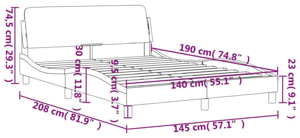 Πλαίσιο Κρεβατιού με Κεφαλάρι Λευκό 140x190 εκ. Συνθετικό Δέρμα - Λευκό