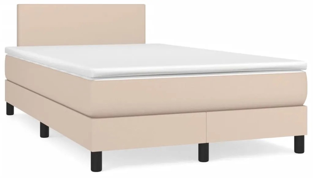 Κρεβάτι Boxspring με Στρώμα Καπουτσίνο 120x190εκ.από Συνθ.Δέρμα