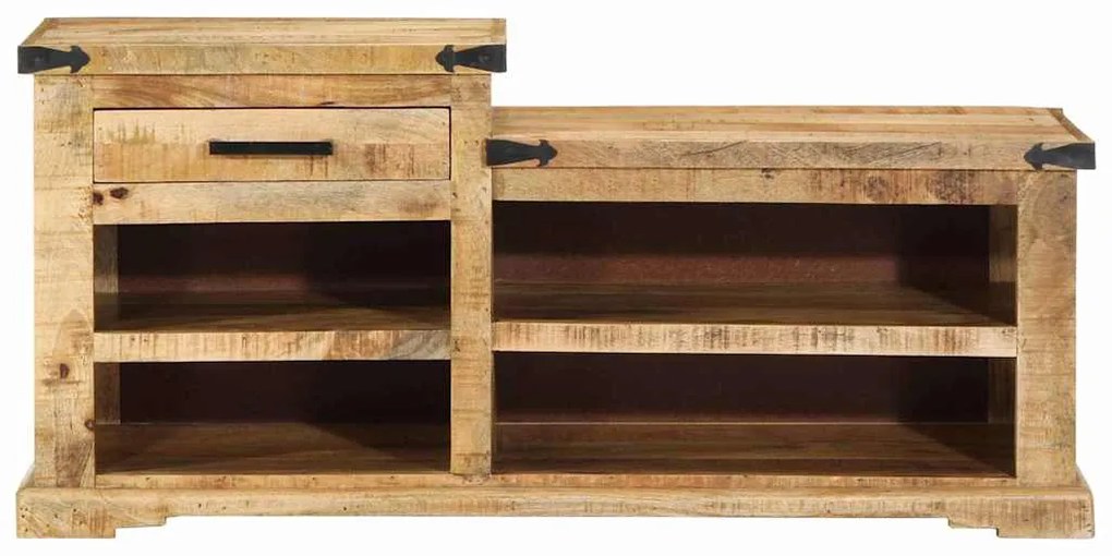 vidaXL παγκάκι με συρτάρι Καφέ 110 x 35 x 50 εκ Ακατέργαστο Μάνγκο