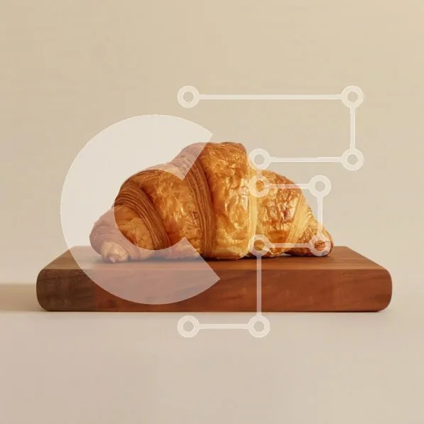 Intra Συλλεκτικό Ξύλινο Παζλ Plywood  4mm - Χρυσό κρουασάν σε ξύλινη σανίδα κοπής Σε Ξύλινο Κουτί - Διαστάσεις: 10x10 cm – 25 κομμάτια