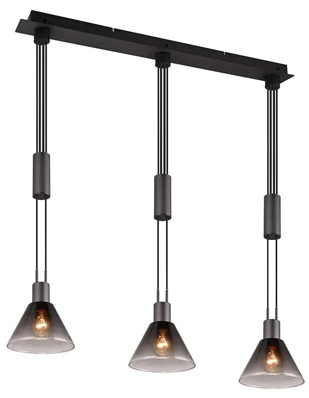 Φωτιστικό Κρεμαστό Trio Lighting Stanley Stanley 319500332 Μαύρο Ματ με Φυμέ Γυαλί