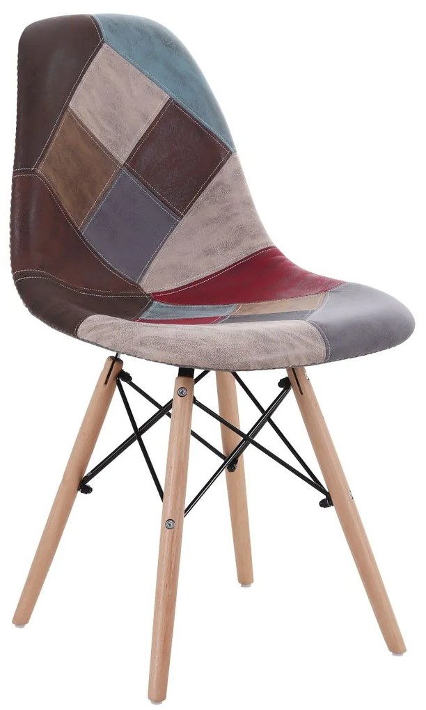 Καρέκλα CORYLOUS Patchwork Microfiber Ύφασμα/Ξύλο 51x46x82cm - ART-14590002