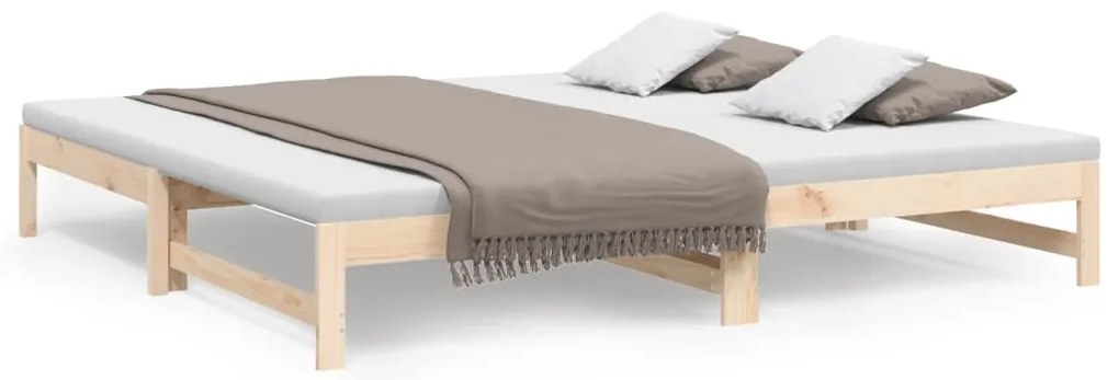 vidaXL Καναπές Κρεβάτι Συρόμενος 2x(100x200) εκ. από Μασίφ Ξύλο Πεύκου
