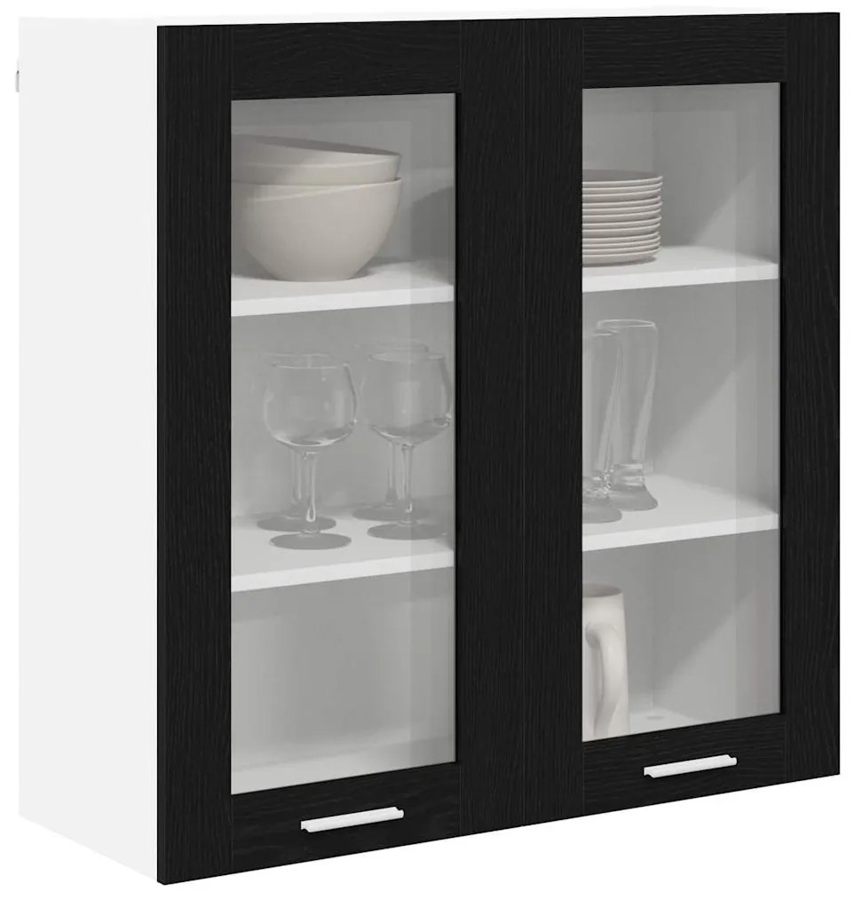 vidaXL Κρεμαστό ντουλάπι με αποθήκευση Μαύρη Οξυά 80 x 31 x 80 εκ.