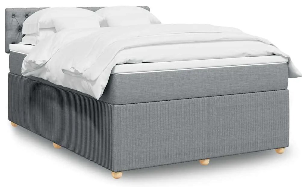 vidaXL Κρεβάτι Boxspring με Στρώμα Ανοιχτό Γκρι 140x200 εκ. Υφασμάτινο