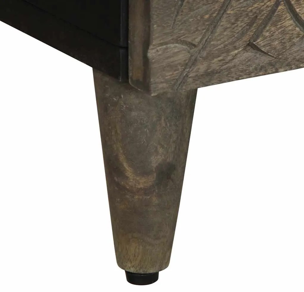 Κομοδίνα 2 τεμάχια ανοιχτό γκρι 40x33x46 cm μασίφ ξύλο Mango - Γκρι