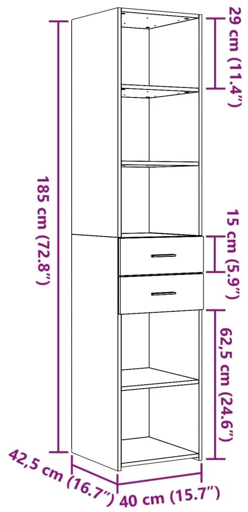 ΝΤΟΥΛΑΠΙ ΓΚΡΙ SONOMA 40X42,5X185 ΕΚ. ΑΠΟ ΕΠΕΞΕΡΓΑΣΜΕΝΟ ΞΥΛΟ 3281446