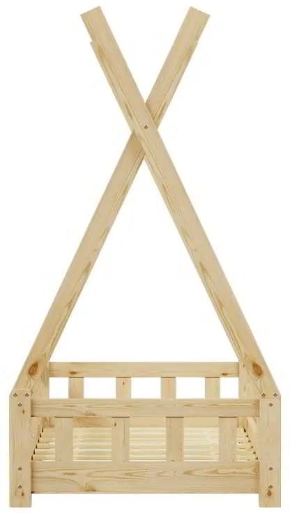 Παιδικό κρεβάτι Noam τ.Montessori με κιγκλίδωμα pakoworld ξύλο πεύκου σε φυσική απόχρωση 70x140εκ