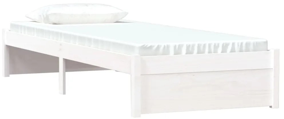 Πλαίσιο Κρεβατιού Λευκό 75x190 εκ. Μασίφ Ξύλο Small Single 814910