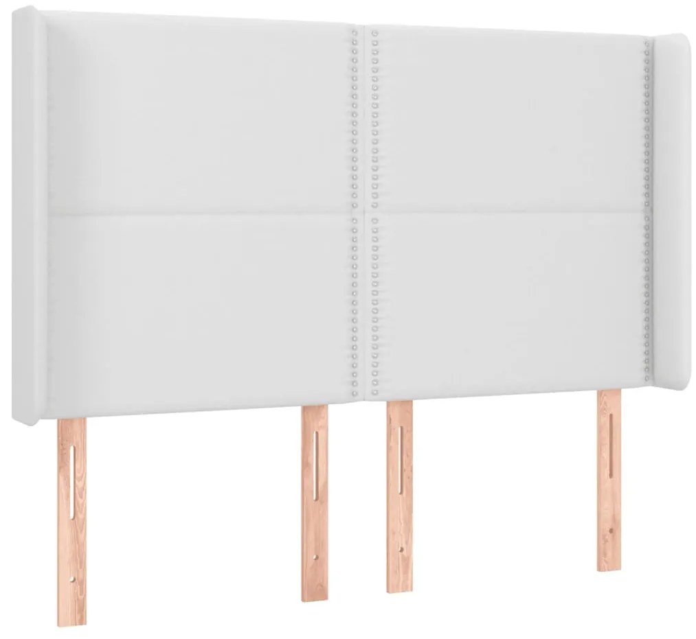 vidaXL Κεφαλάρι Κρεβατιού LED Λευκό 147x16x118/128 εκ. Συνθετ. Δέρμα