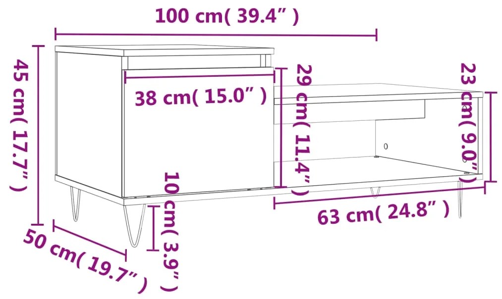 ΤΡΑΠΕΖΑΚΙ ΣΑΛΟΝΙΟΥ ΛΕΥΚΟ 100X50X45 ΕΚ. ΕΠΕΞΕΡΓΑΣΜΕΝΟ ΞΥΛΟ 830828