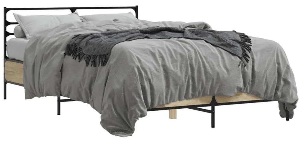 vidaXL Πλαίσιο Κρεβατιού Sonoma Δρυς 120x200 εκ. Επεξ. Ξύλο &amp; Μέταλλο