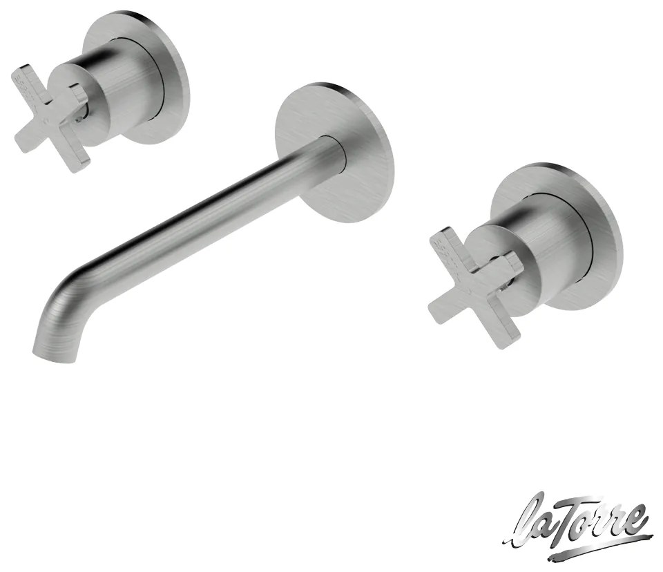 Μπαταρία Νιπτήρα Τοίχου 3 οπών Εlle Cross La Torre Inox 38118-110