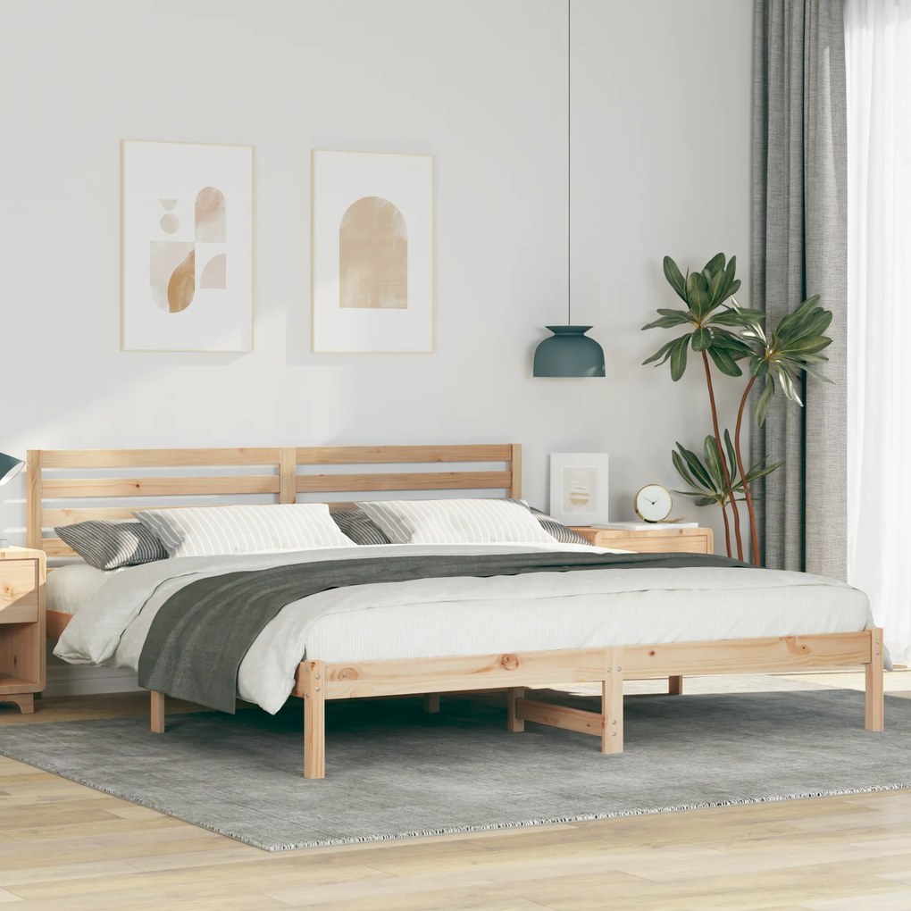 vidaXL Σκελετός Κρεβατιού Καφέ 200 x 200 cm Συμπαγές ξύλο πεύκου