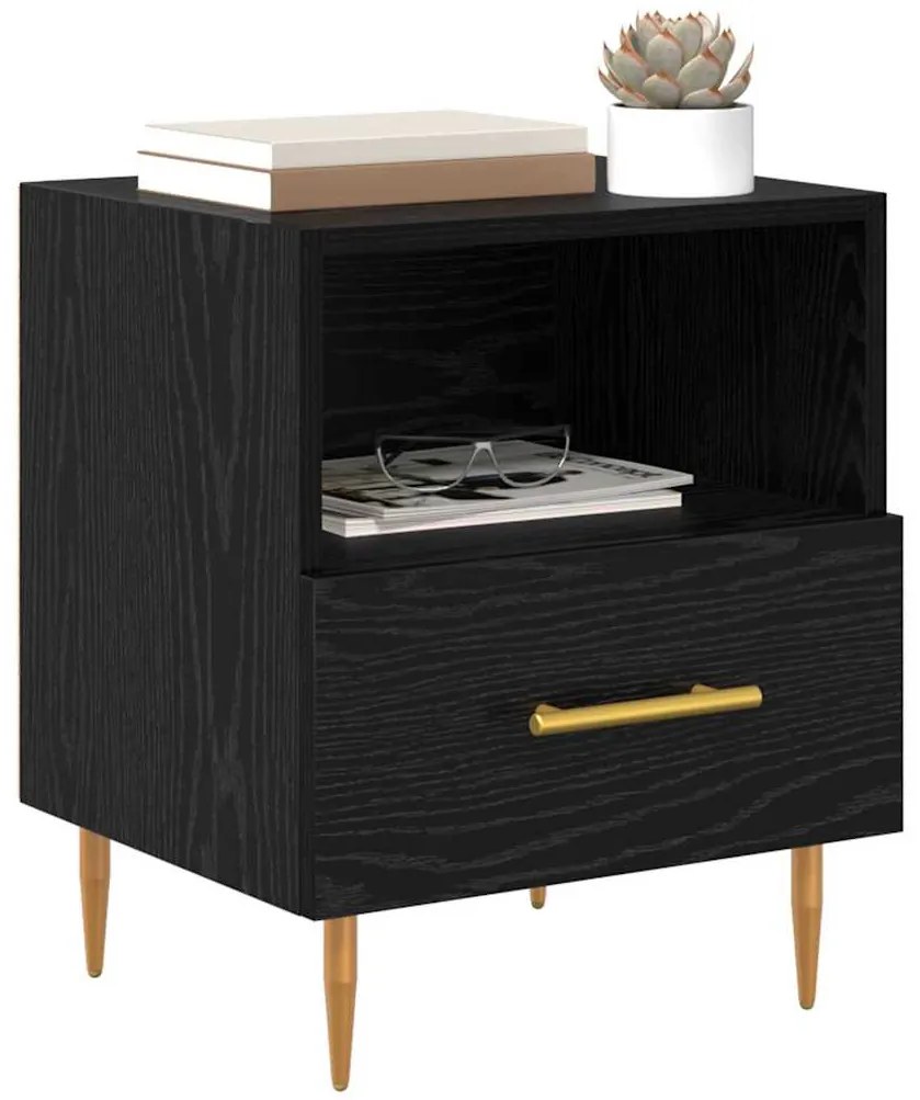 vidaXL Κομοδίνο 2 pcs Μαύρο 40 x 35 x 47.5 εκ Επεξεργασμένο ξύλο