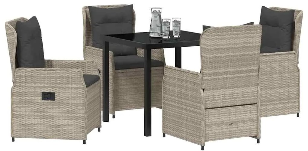 vidaXL Σέτ φαγητού για κήπο 5 pcs Ανοιχτό γκρι συνθετικό ρατάν