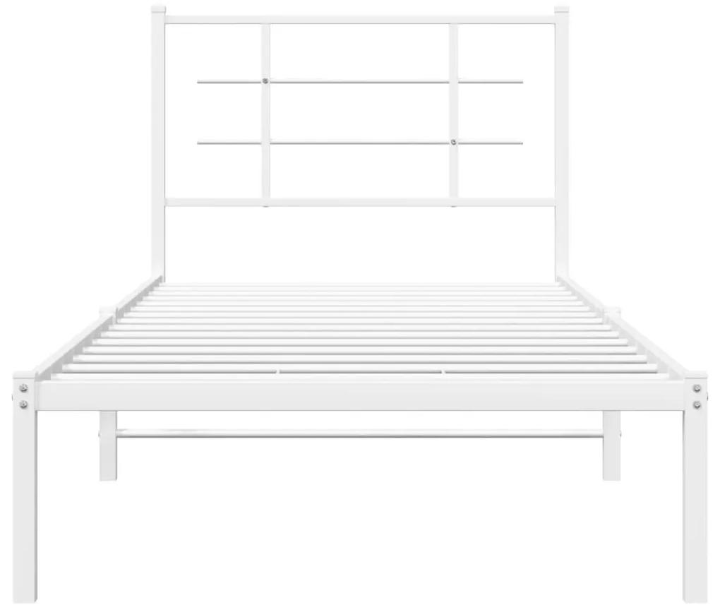 Πλαίσιο Κρεβατιού με Κεφαλάρι Λευκό 90 x 190 εκ. Μεταλλικό - Λευκό