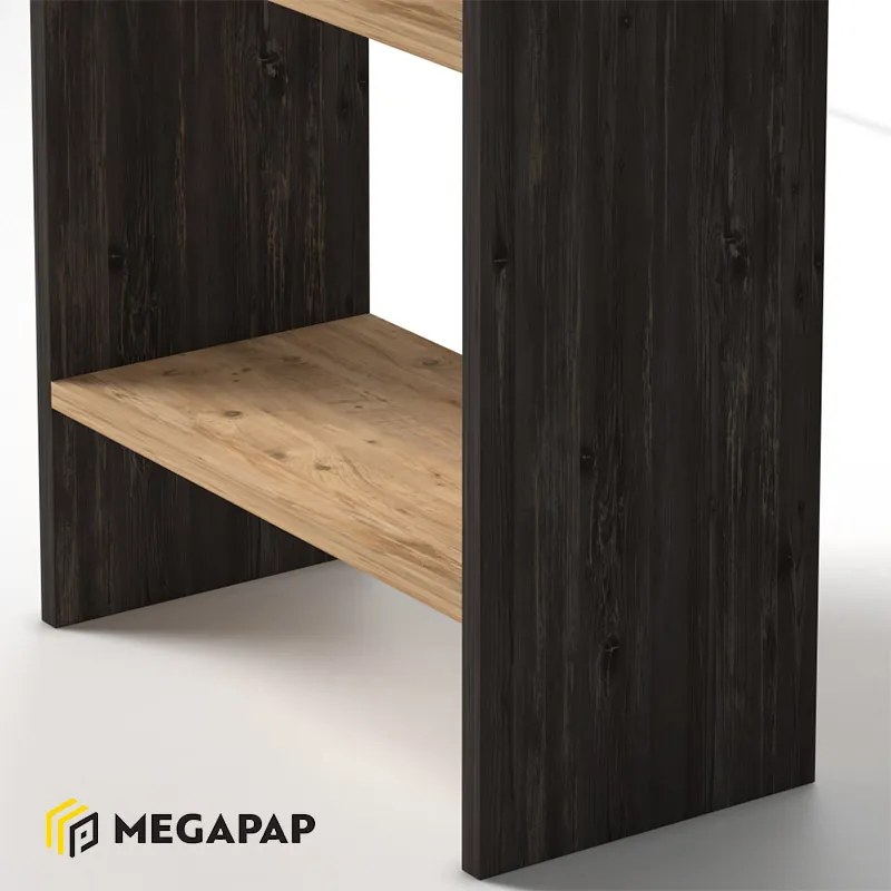 ΒΙΒΛΙΟΘΗΚΗ ΜΕΛΑΜΙΝΗΣ FLORA MEGAPAP ΧΡΩΜΑ INDUSTRIAL GREY - OAK 52X25X158ΕΚ.