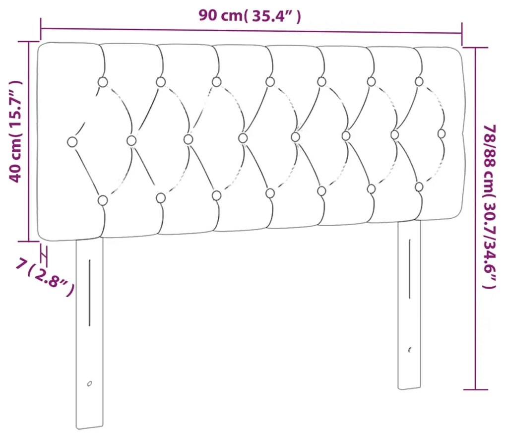 vidaXL Κεφαλάρι Κρεβατιού LED Μαύρο 90x7x78/88 εκ. Βελούδινο