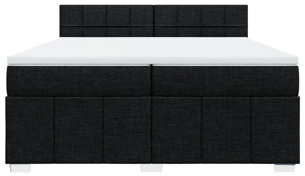 vidaXL Κρεβάτι Boxspring με Στρώμα Μαύρο 200x200 εκ. Υφασμάτινο