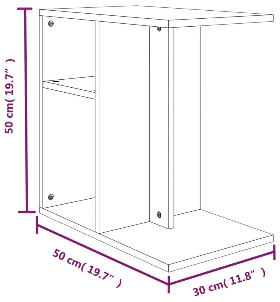 Βοηθητικό Τραπέζι Καπνιστή Δρυς 50x30x50 εκ. Επεξεργασμένο Ξύλο - Καφέ