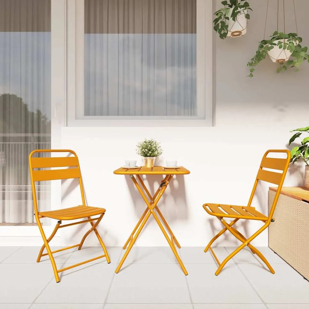 vidaXL Σετ μπιστρό 3 pcs Μουσταρδί Ατσάλι