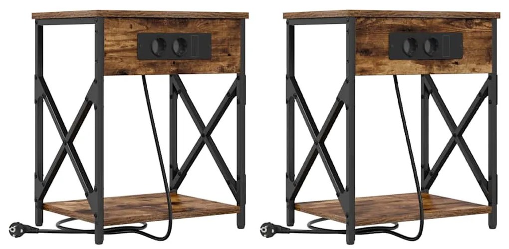 vidaXL Κομοδίνο 2 pcs Καπνιστό Δρύς 41 x 31 x 51 εκ.