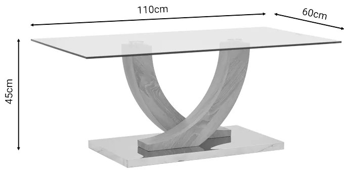 Τραπέζι σαλονιού Kasmora pakoworld φυσικό ξύλο-γυαλί 110x60x45εκ