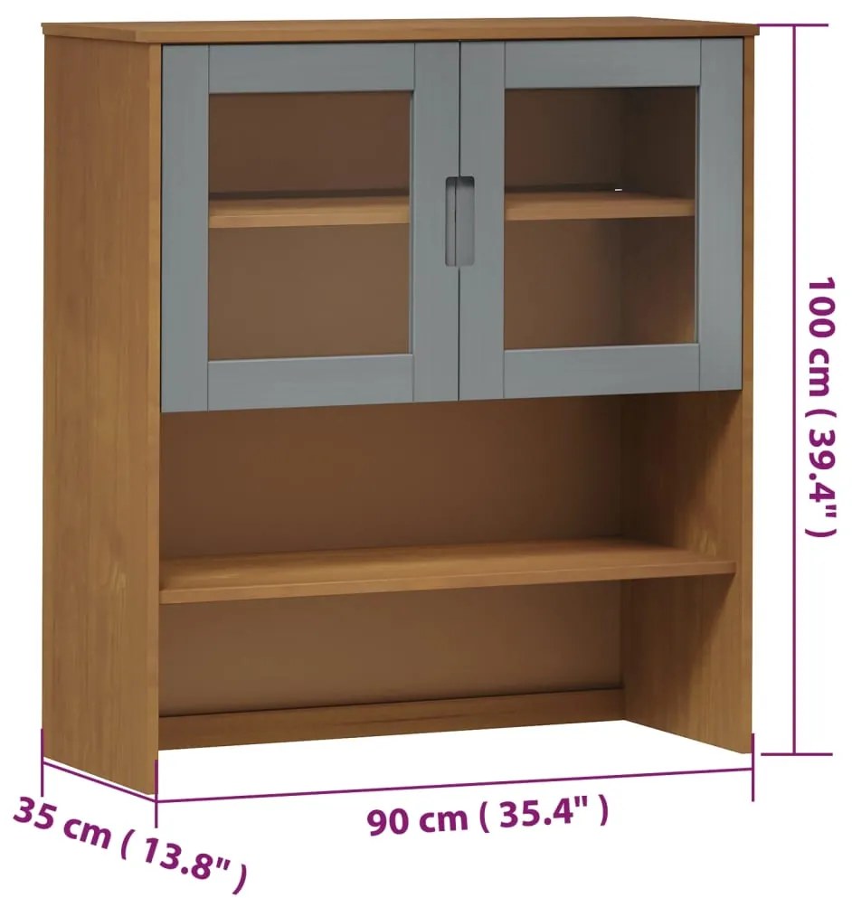 Πάνω Μέρος Ψηλού Ντουλαπιού MOLDE Καφέ 90x35x100εκ. Μασίφ Πεύκο - Καφέ