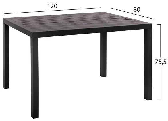 Σετ Κήπου Τραπεζαρία HM10525 5 τεμ με Τραπέζι 120x80x75.5 Αλουμινίου Ανθρακί εκ. &amp; 4 Καρέκλες Leon Γκρί