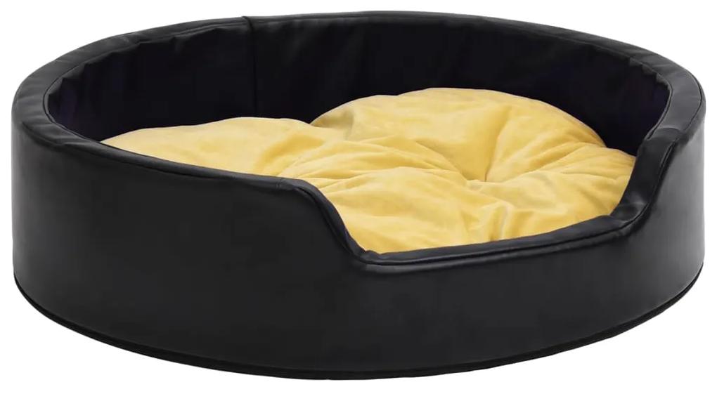vidaXL Κρεβάτι Σκύλου Μαύρο/Κίτρινο 99x89x21 εκ. Βελουτέ/Συνθ. Δέρμα