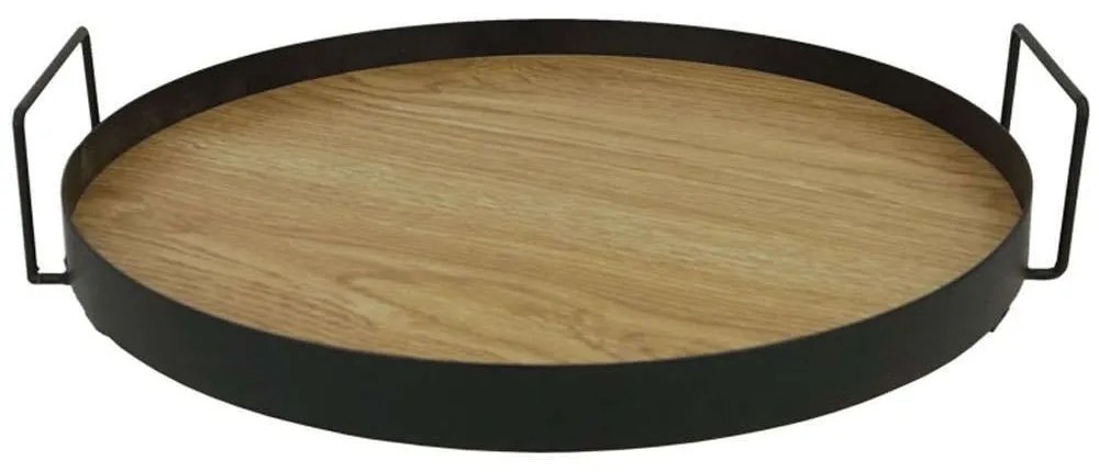 Διακοσμητικός Δίσκος 15-00-22123 38,5x37,3x7cm Black-Natural Marhome Mdf,Μέταλλο