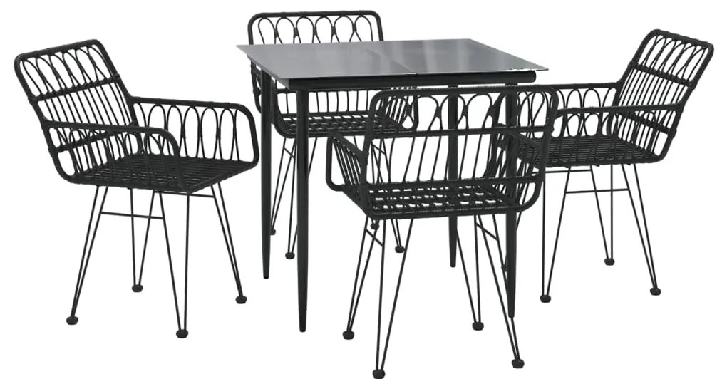 vidaXL Σετ Τραπεζαρίας Κήπου 5 Τεμαχίων Μαύρο από Συνθετικό Ρατάν